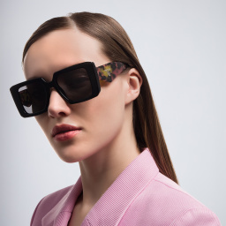 Shop PRADA Square Sunglasses in Black online.