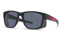 Shop Prada Linea Rossa Pillow Sunglasses in Black Rubber online.