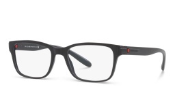 Shop BVLGARI Wide Rectangle Eyeglasses in Matte Black online.