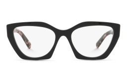 Shop PRADA Irregular Eyeglasses in Black online.