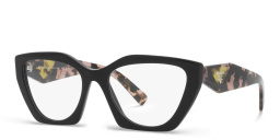 Shop PRADA Irregular Eyeglasses in Black online.