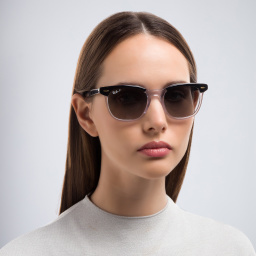 Shop Ray-Ban Hawkeye Unisex Square Sunglasses in Black On Transparent online.