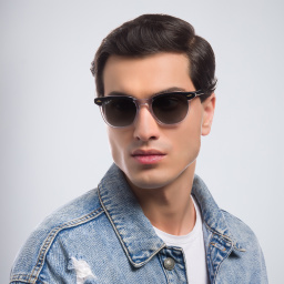 Shop Ray-Ban Hawkeye Unisex Square Sunglasses in Black On Transparent online.