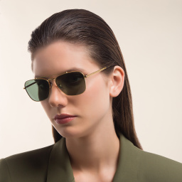 Shop Ray-Ban New Caravan Unisex Square Sunglasses in Gold online.