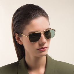 Shop Ray-Ban New Caravan Unisex Square Sunglasses in Gold online.