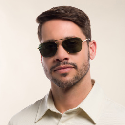 Shop Ray-Ban New Caravan Unisex Square Sunglasses in Gold online.