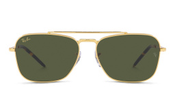 Shop Ray-Ban New Caravan Unisex Square Sunglasses in Gold online.