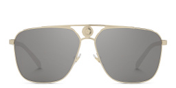 VERSACE Greca Rectangle Sunglasses in Pale Gold – Product Photo 1