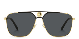 VERSACE Greca Rectangle Sunglasses in Gold/Matte Black – Product Photo 1
