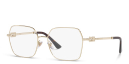 Shop BVLGARI Square Eyeglasses in Pale Gold online.