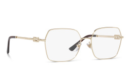 Shop BVLGARI Square Eyeglasses in Pale Gold online.