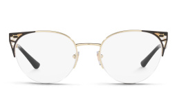 BVLGARI Half Rim Round Eyeglasses in Pale Gold/Black – Product Photo 1
