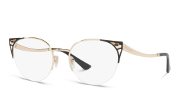 BVLGARI Half Rim Round Eyeglasses in Pale Gold/Black – Product Photo 2
