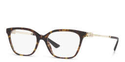 Shop BVLGARI Wide Rectangle Eyeglasses in Havana online.