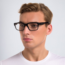 Shop Dolce & Gabbana Wide Rectangle Eyeglasses in Black online.