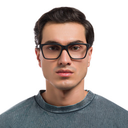 Emporio Armani Eagle Logo Wide Rectangle Eyeglasses in Matte Black – Product Photo 5