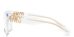 Shop MIU MIU Vertical Logo Square Eyeglasses in Clear online.