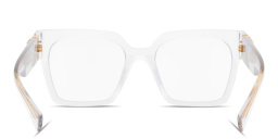 Shop MIU MIU Vertical Logo Square Eyeglasses in Clear online.