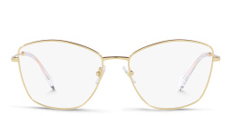 Shop MIU MIU Wide Butterfly Eyeglasses in Gold online.