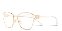 Shop MIU MIU Wide Irregular Eyeglasses in Gold online.