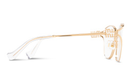 Shop MIU MIU Wide Irregular Eyeglasses in Gold online.