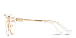 Shop MIU MIU Wide Irregular Eyeglasses in Gold online.