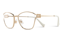 MIU MIU Wide Irregular Eyeglasses in Pale Gold – Product Photo 2