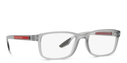 Prada Linea Rossa Wide Rectangle Eyeglasses in Grey Transparent – Product Photo 4