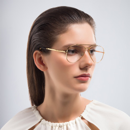 Ray-Ban Unisex Wide Pilot Eyeglasses in Gold – Product Photo 5