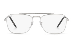 Shop Ray-Ban New Caravan Unisex Wide Square Eyeglasses in Polished Silver online.