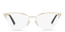 VERSACE Medusa Half-Rim Cat-Eye Eyeglasses in Pale Gold – Product Photo 1