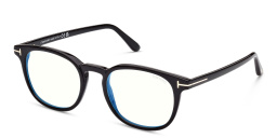 Shop TOM FORD Round Eyeglasses in Black online.
