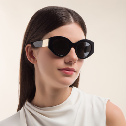 Shop BURBERRY Cat Eye Sunglasses in Black online.