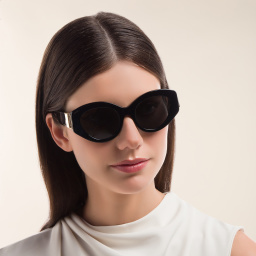Shop BURBERRY Cat Eye Sunglasses in Black online.