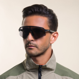 Shop Oakley Sutro Lite Sweep Half-Rim Rectangle Sunglasses in Black online.