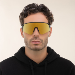 Shop Oakley Half-Rim Rectangle Sunglasses in Black online.