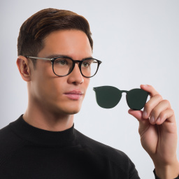 نظارة طبية بإطار دائري من جورجو أرماني بلون أسود - صورة المنتج 7