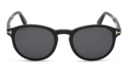 نظارة شمسية بإطار دائري من توم فورد بلون أسود لامع - صورة المنتج 1