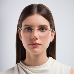 Shop Cartier Panthère de Cartier Rimless Rectangle Eyeglasses in Gold online.