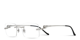 Cartier Panthère de Cartier Rectangle Eyeglasses in Silver – Product Photo 2