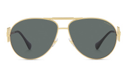 VERSACE Unisex Wide Aviator Sunglasses in Gold – Product Photo 1