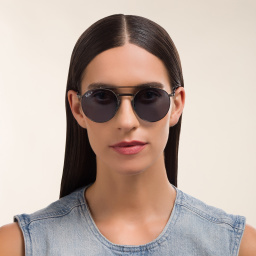 Shop Ray-Ban Logo Unisex Irregular Sunglasses in Gunmetal online.