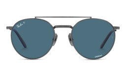 Shop Ray-Ban Logo Unisex Irregular Sunglasses in Gunmetal online.