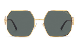 VERSACE Medusa-Embellished Irregular Sunglasses in Polished Gold – Product Photo 1