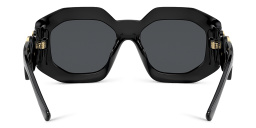 Shop VERSACE Irregular Sunglasses in Black online.