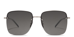 SAINT LAURENT YSL Logo Oversized Half-Rim Square Sunglasses in Silver – Product Photo 1