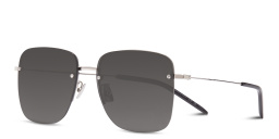 Shop SAINT LAURENT Half-Rim Square Sunglasses in Silver online.