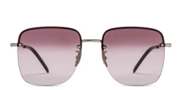 SAINT LAURENT YSL Logo Oversized Half-Rim Square Sunglasses in Silver – Product Photo 1