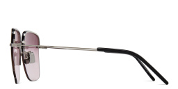 Shop SAINT LAURENT Half-Rim Square Sunglasses in Silver online.