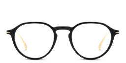 Shop DAVID BECKHAM Panthos Eyeglasses in Black Gold online.